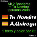 Kit 2 Pegatinas Vinilo Bandera Cataluña Y Texto Personalizado