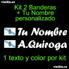 2 PEGATINAS VINILO BANDERA GALICIA Y TEXTO PERSONALIZADO