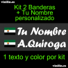 Kit 2 Pegatinas Vinilo  Bandera Extremadura Y Texto Personalizado