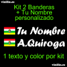 2 PEGATINAS VINILO  BANDERA LA RIOJA Y TEXTO PERSONALIZADO
