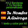 Kit 2 Pegatinas Vinilo Bandera España Escudo Y Texto Personalizado