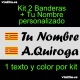 Kit 2 Pegatinas Vinilo Bandera Aragon y Texto Personalizado