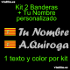 Kit 2 Pegatinas Vinilo Bandera Aragon y Texto Personalizado