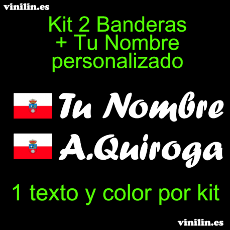 Kit 2 Pegatinas Vinilo Bandera Cantabria Y Texto Personalizado