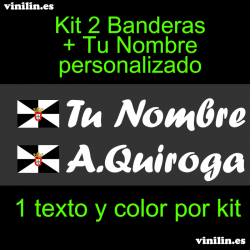 Kit 2 Pegatinas Vinilo Bandera Ceuta Y Texto Personalizado