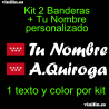 Kit 2 Pegatinas Vinilo Bandera Madrid Y Texto Personalizado