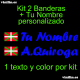 Kit 2 Pegatinas Vinilo Bandera Pais Vasco (Ikurriña) Y Texto Personalizado