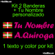 Kit 2 Pegatinas Vinilo Bandera Pais Vasco (Ikurriña) Y Texto Personalizado