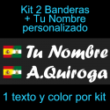 Kit 2 Pegatinas Vinilo  Bandera España/Andalucia Y Texto Personalizado