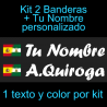 Kit 2 Pegatinas Vinilo  Bandera España Andalucia Y Texto Personalizado