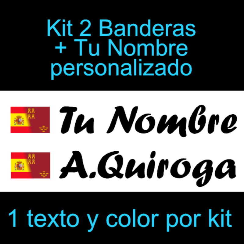 2 Pegatinas Vinilo Bandera España/Murcia Y Texto Personalizado - Vinilin.es