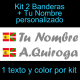 Kit 2 Pegatinas Vinilo  Bandera España/Pais Vasco (Ikurriña) Y Texto Personalizado