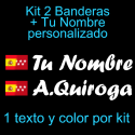 Kit 2 Pegatinas Vinilo  Bandera España/Madrid Y Texto Personalizado