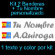 Kit 2 Pegatinas Vinilo  Bandera España/Asturias Y Texto Personalizado