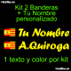 Kit 2 Pegatinas Vinilo  Bandera España/Cataluña Y Texto Personalizado