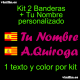 Kit 2 Pegatinas Vinilo  Bandera España/Cataluña Y Texto Personalizado