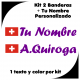 Kit 2 Pegatinas Vinilo Bandera Suiza Y Texto Personalizado