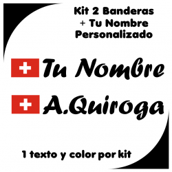 Kit 2 Pegatinas Vinilo Bandera Suiza Y Texto Personalizado